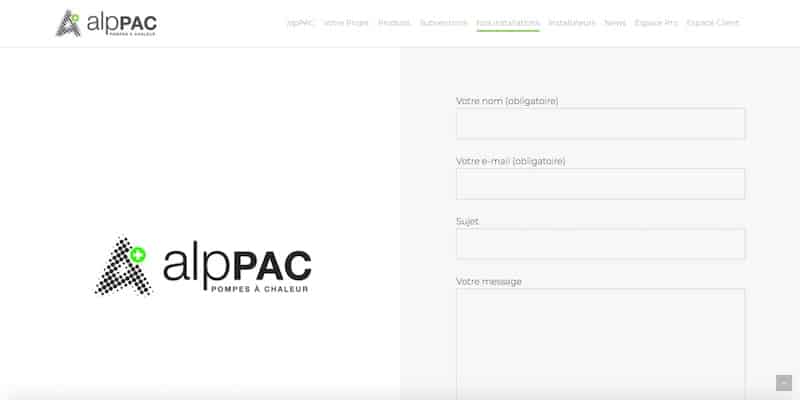 AlpPAC Site internet page formulaire contact