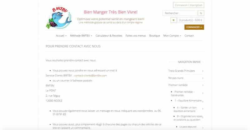 BMTBV Site Internet Page contact